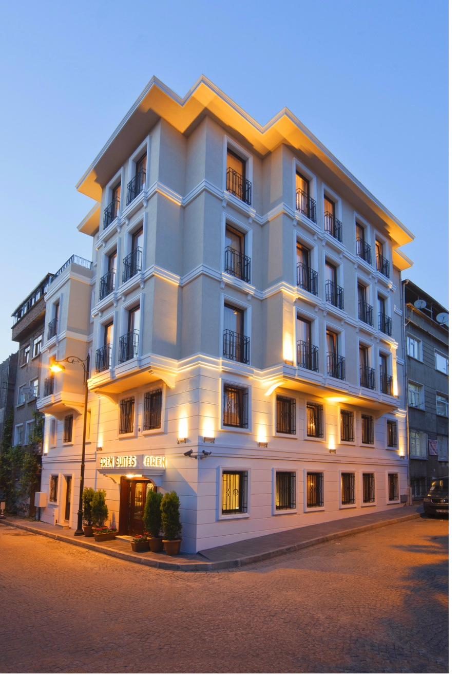 Aren Suites building exterior daytime view from street corner