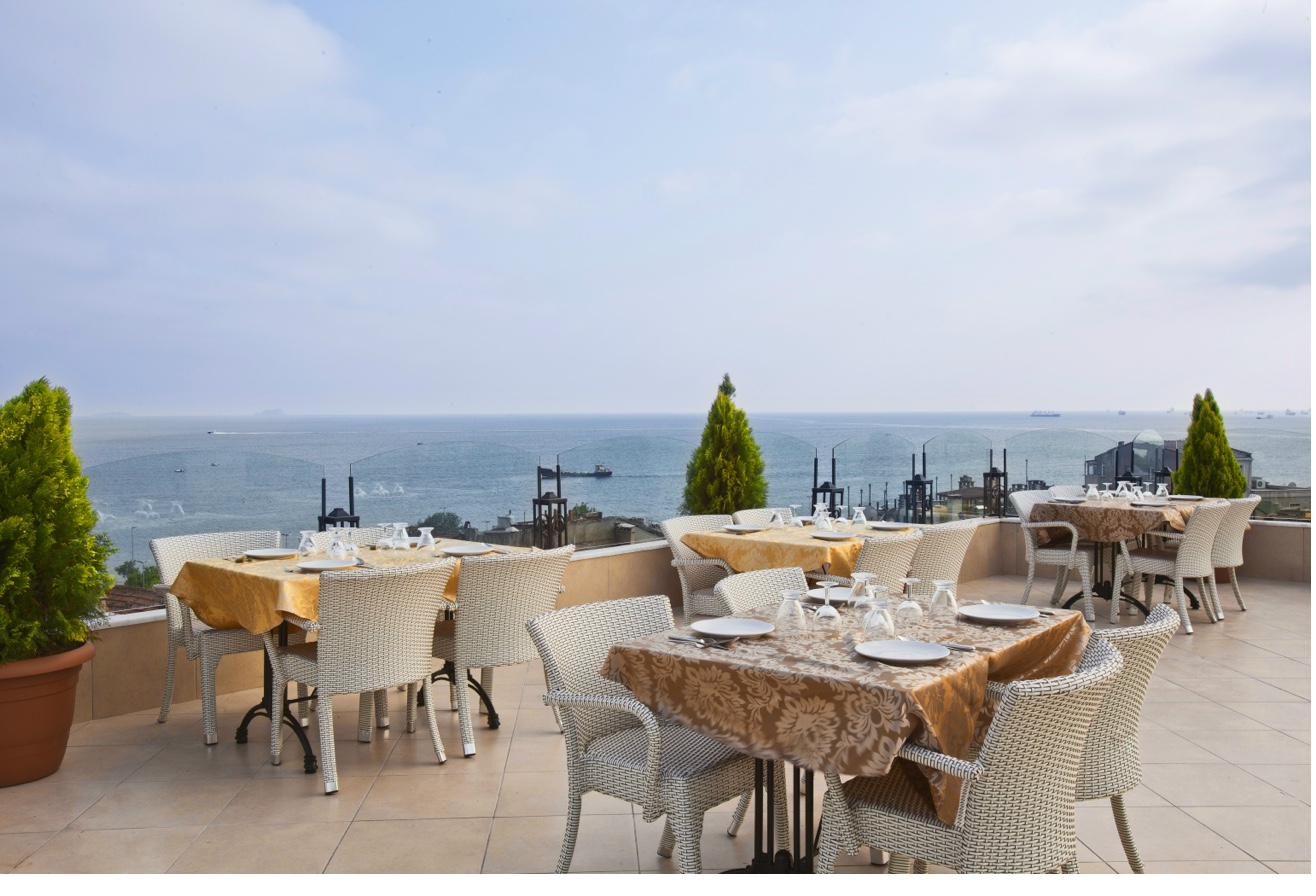 Rooftop dining terrace with Sea of Marmara panorama